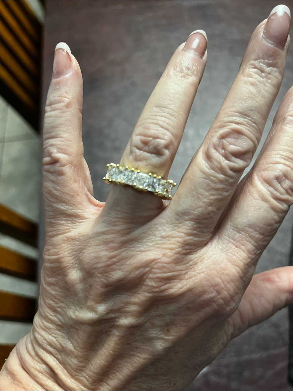 Gold Tone Eternity Band with Clear Stones - Women Jewelry